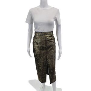 Masscob Womens Front Slit Side Zipper Maxi Skirt Bronze Black Size EUR 38